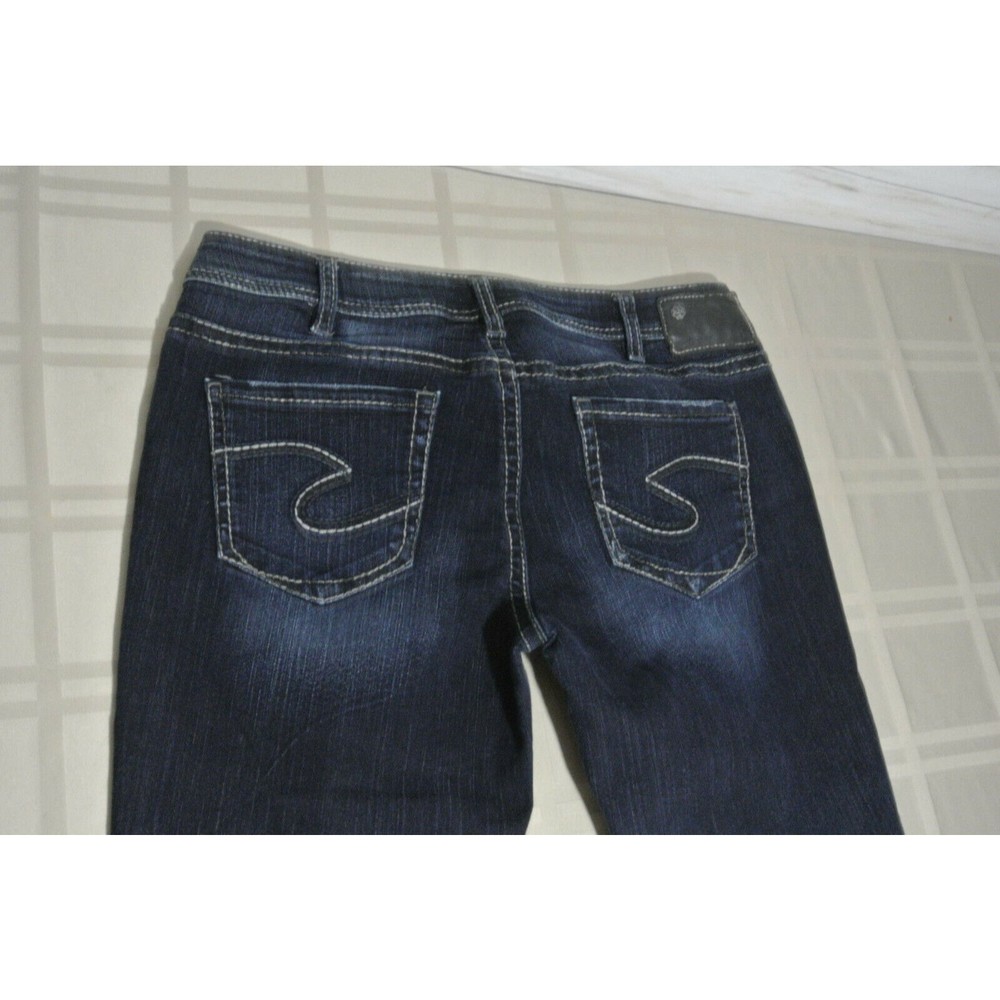 SILVER AIKO KICK FLARE CAPRI 31 x 23  Stretch Jeans Buckle Thick Stitch shorts